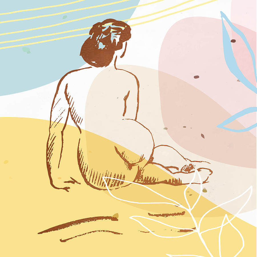 Pastel Drawing - Huge collection of nudity line art, female form art prints, female form line print set, No 02 by Mounir Khalfouf