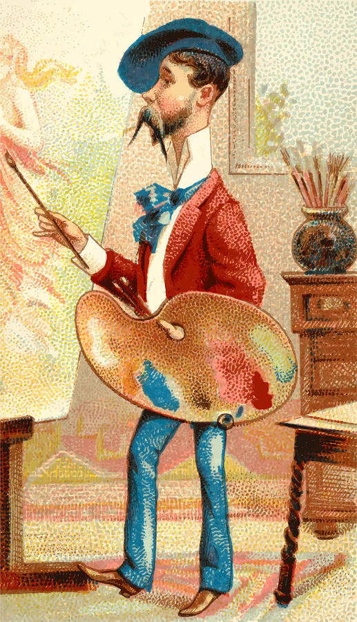 Vintage Painting - Huge Collection Of Vintage Illustrations, Vintage Illustration Of A Painter, Vintage by Mounir Khalfouf