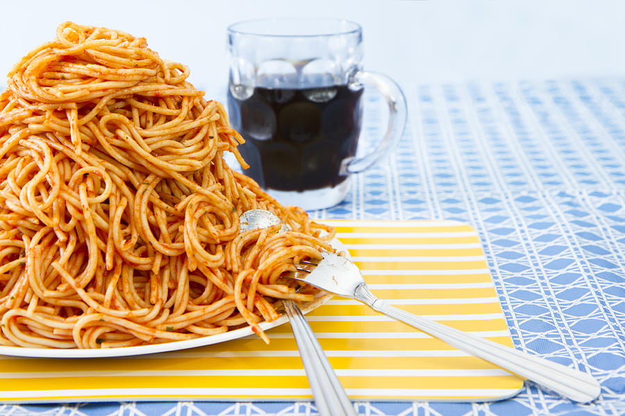 Huge Pile Of Spaghetti On Plate Photograph by Diane Labombarbe