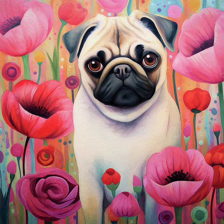 Huggles the Pug Digital Art by Peggy Collins