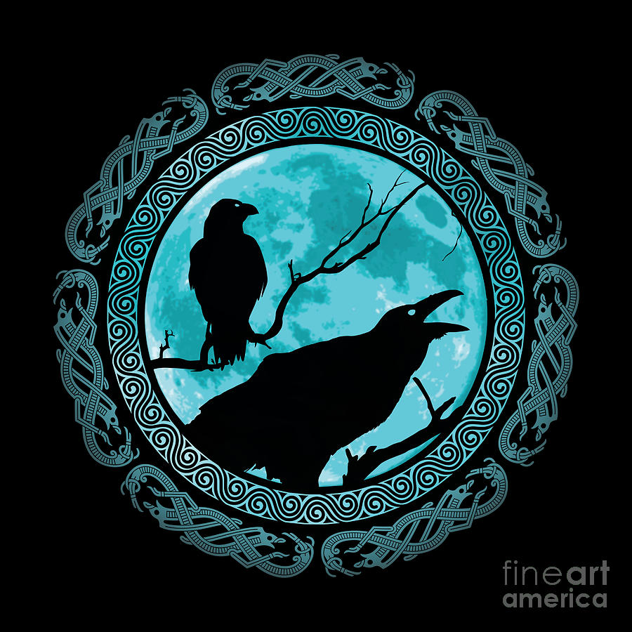 Hugin Munin Odins Ravens Digital Art By Beltschazar Pixels