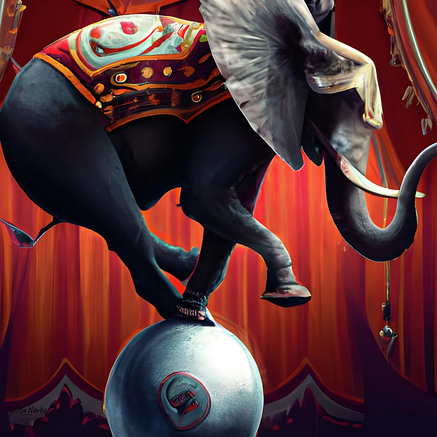 Hugo the Balancing Elephant Digital Art by Cindys Creative Corner