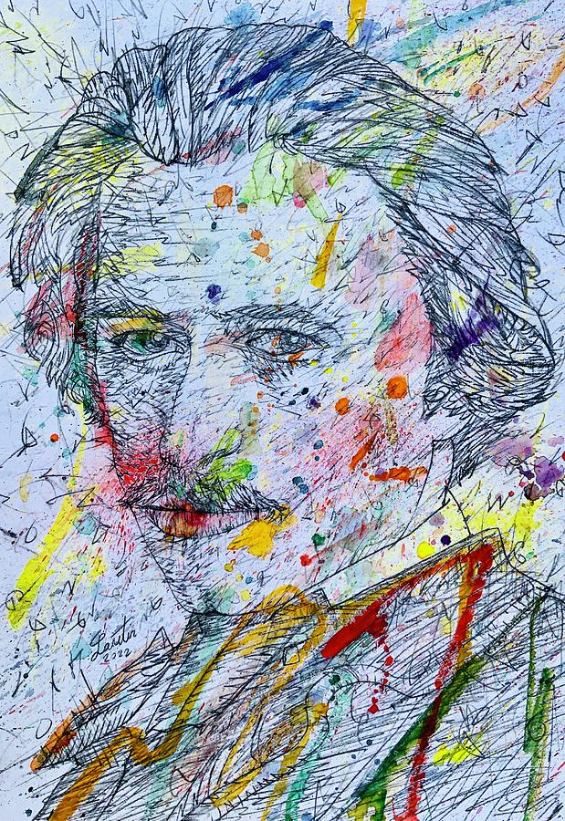 Composer Painting - HUGO WOLF watercolor portrait by Fabrizio Cassetta