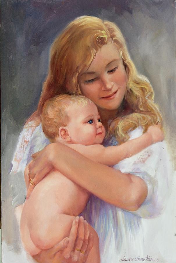 Mothers Day Painting - Hugs by Laurie Snow Hein