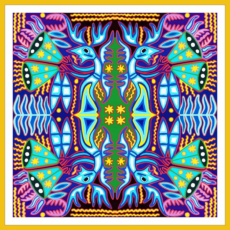Mexican Culture Painting - Huichol 10.2 F   by Ken Pollard