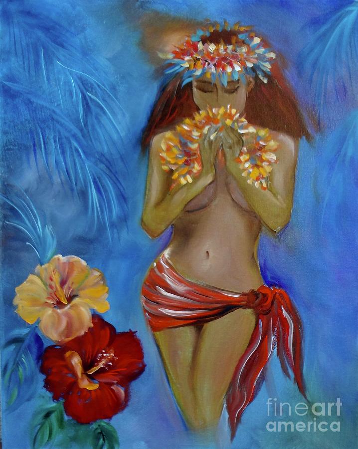 Hula flower Leis Painting by Jenny Lee