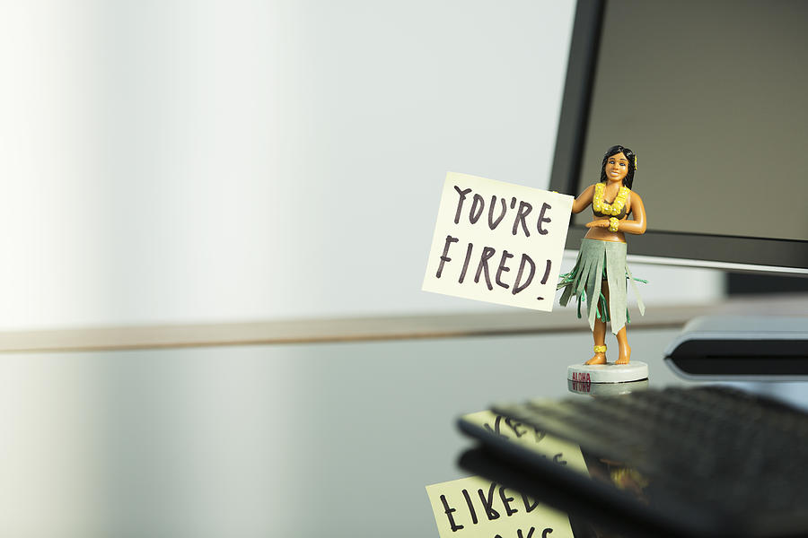 Hula Girl Figurine With Post It Note On Desk Photograph by Erik Von Weber