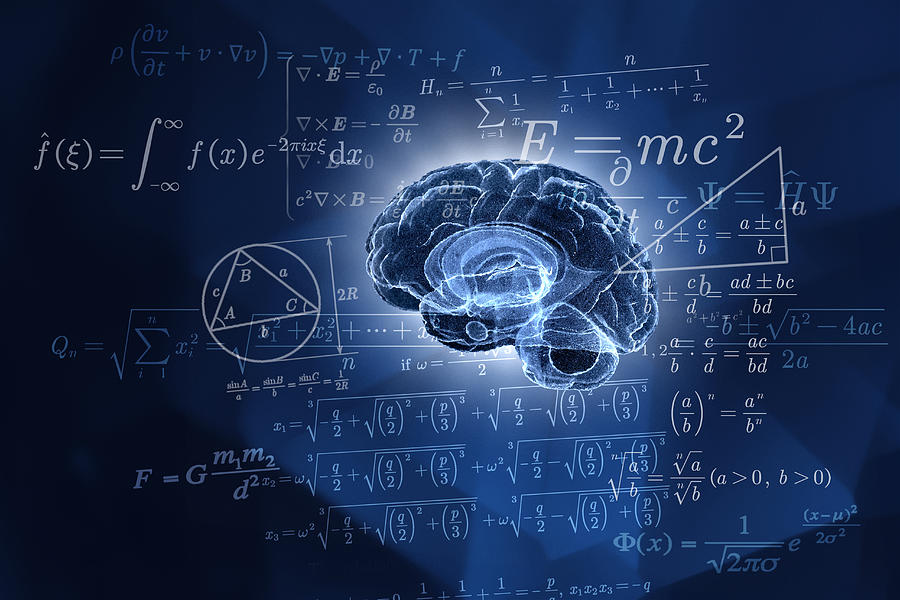 Human brain and mathematical formulas Photograph by Tetra Images