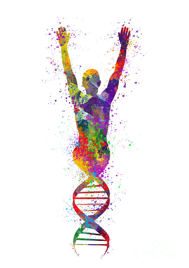 Human DNA Art Colorful Watercolor Gift Genetics Art Molecular Biology Art Digital Art by White Lotus
