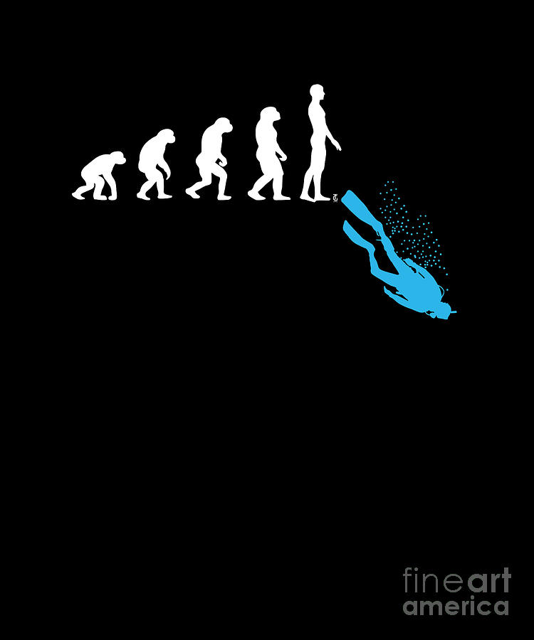 Human Evolution Funny Scuba Diving Diver Graphic Digital Art by Thomas  Larch - Pixels