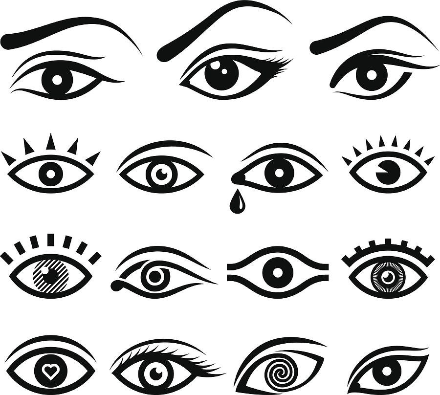 Human eye designs and anatomy vector icons Drawing by Bubaone