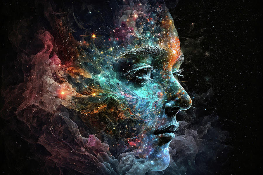 Human Head Blended with a Space Nebula Mind Digital Art by Jim Vallee