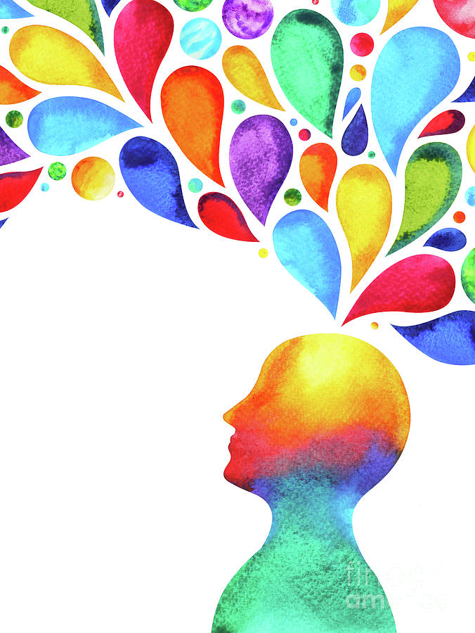Abstract Painting - Human Head Mind Brain Spirit Powerful Energy Universe by Benjavisa Ruangvaree