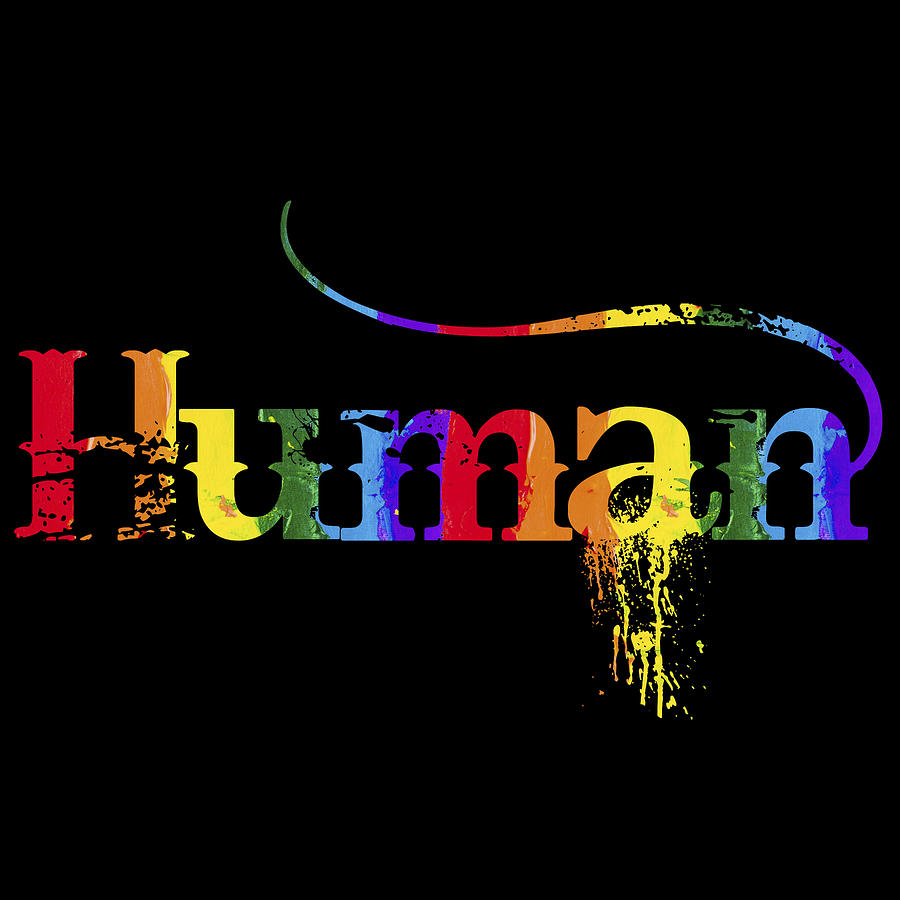 Human LBGTQ Rainbow T-Shirt Tee Tees Fancy Painting by Tony Rubino