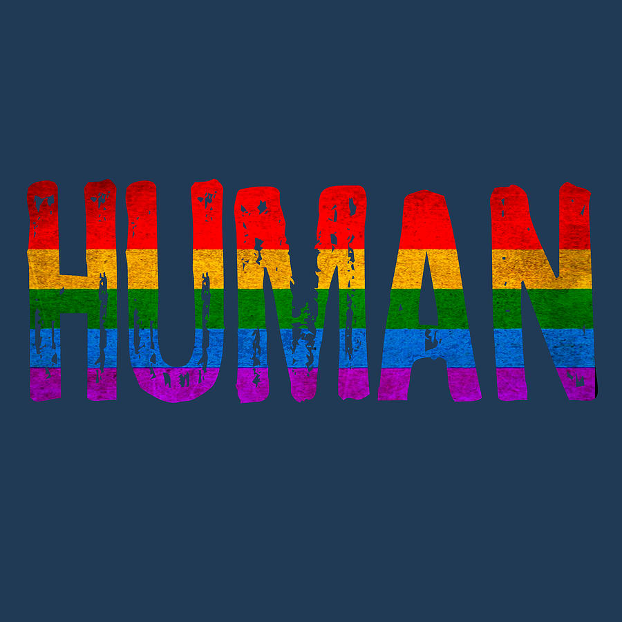 Human LBGTQ Rainbow T-Shirt Tee Tees Painting by Tony Rubino
