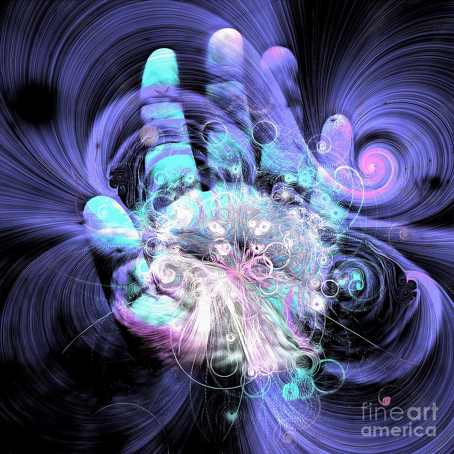 Human palm with particles Digital Art by Bruce Rolff