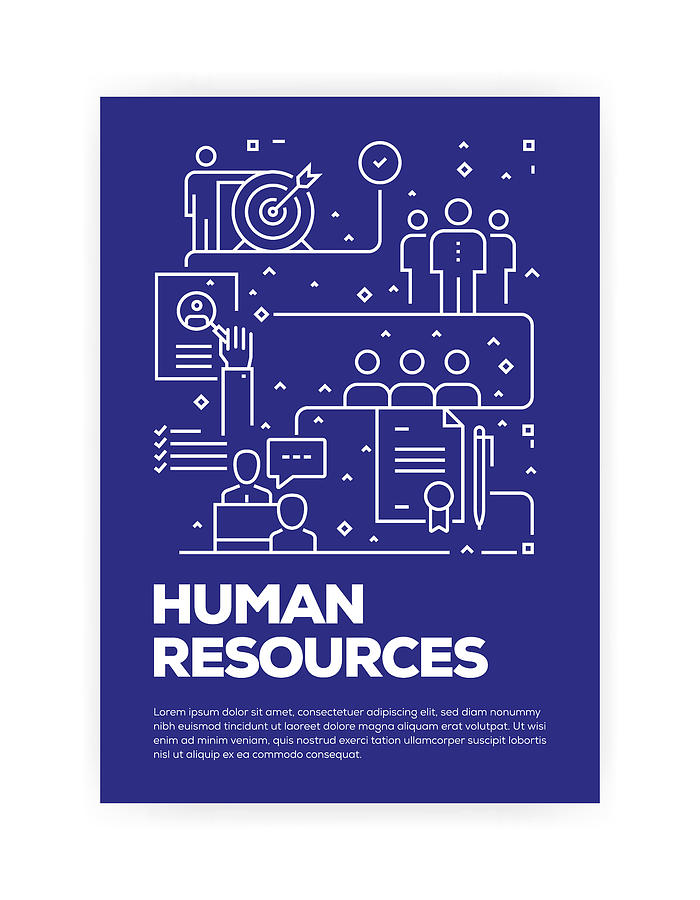 Human Resources Concept Line Style Cover Design for Annual Report, Flyer, Brochure. Drawing by Cnythzl