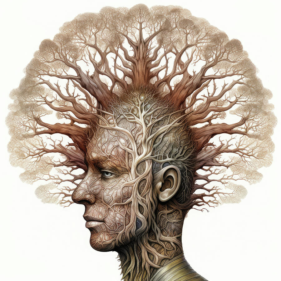Human Tree Head 02 Digital Art by Matthias Hauser