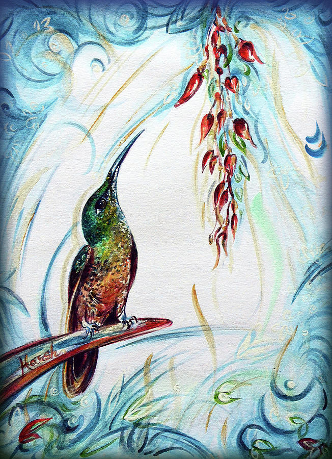 Flower Painting - Humming bird jewel in nature 2 by Harsh Malik