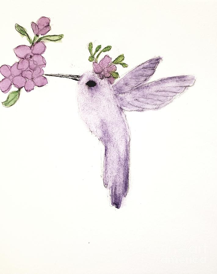 Hummingbird and Flowers  Painting by Margaret Welsh Willowsilk