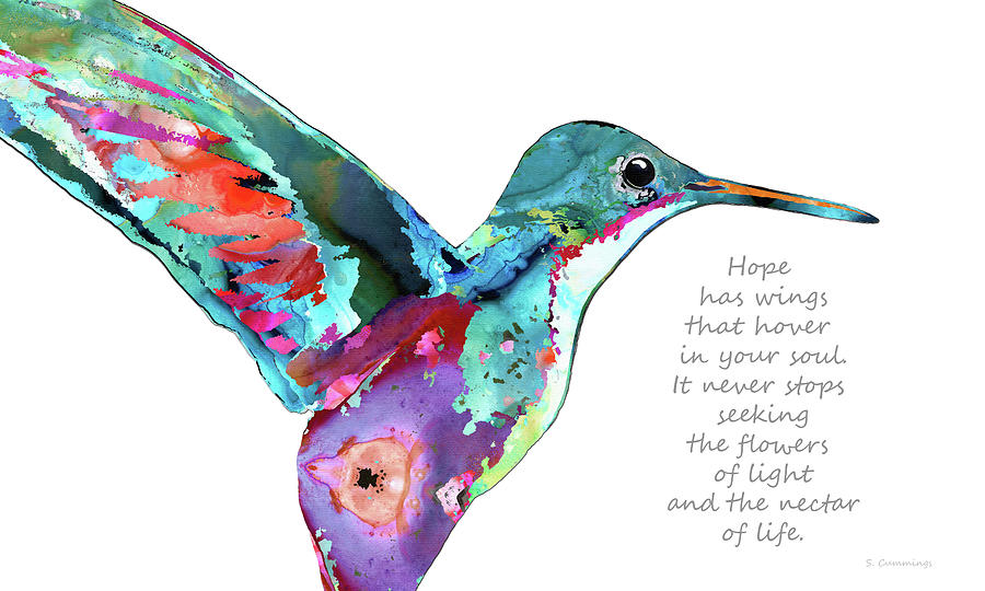 Hummingbird Art - Hope Has Wings Painting by Sharon Cummings