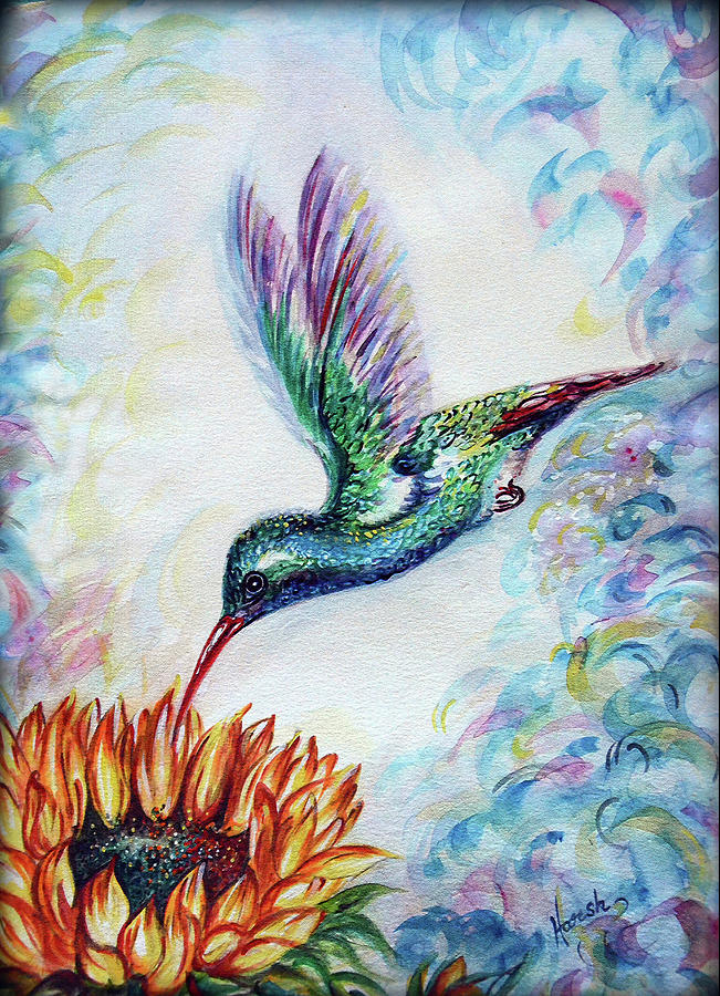 Hummingbird - Sunflower Painting by Harsh Malik | Fine Art America