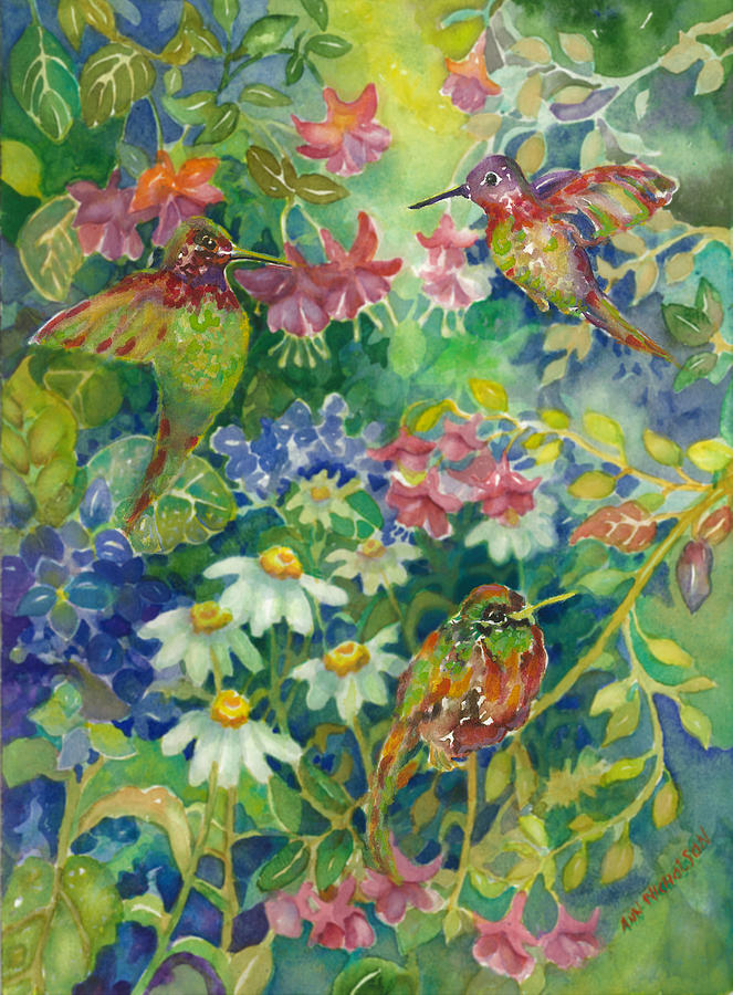 Hummingbird Garden Painting by Ann Nicholson