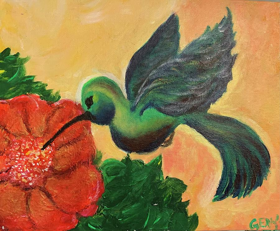 Hummingbird Painting by Genene Griffiths Ortiz