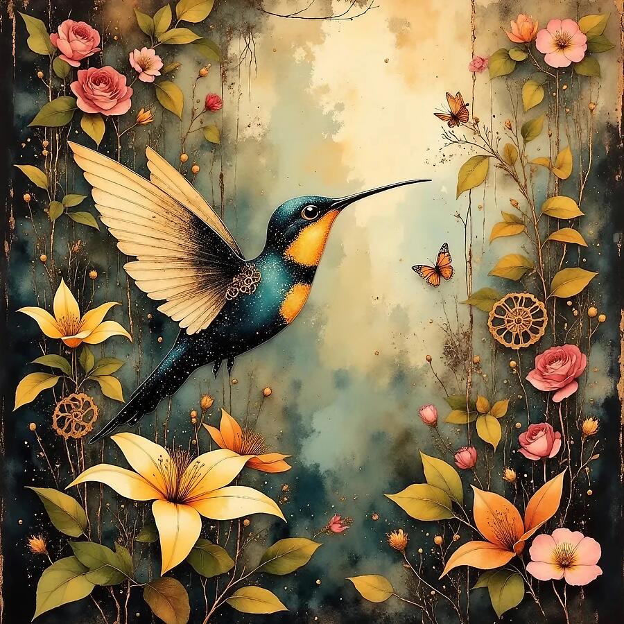 Hummingbird Haven Ai Art by Stephanie Fischer Hummingbird Haven Ai Art by Stephanie Fischer
