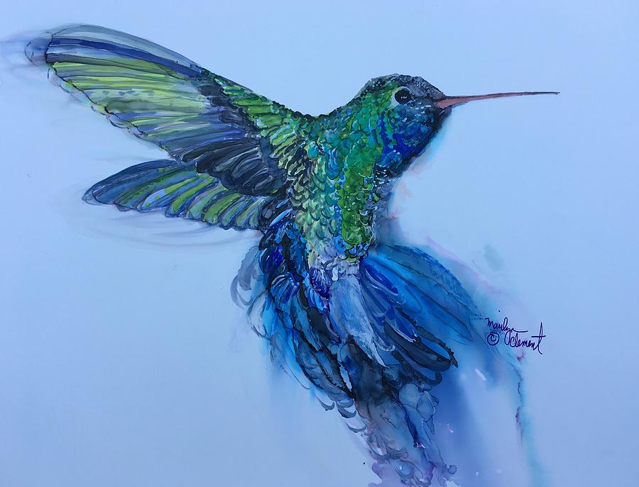Hummingbird in Flight  Painting by Marilyn  Clement