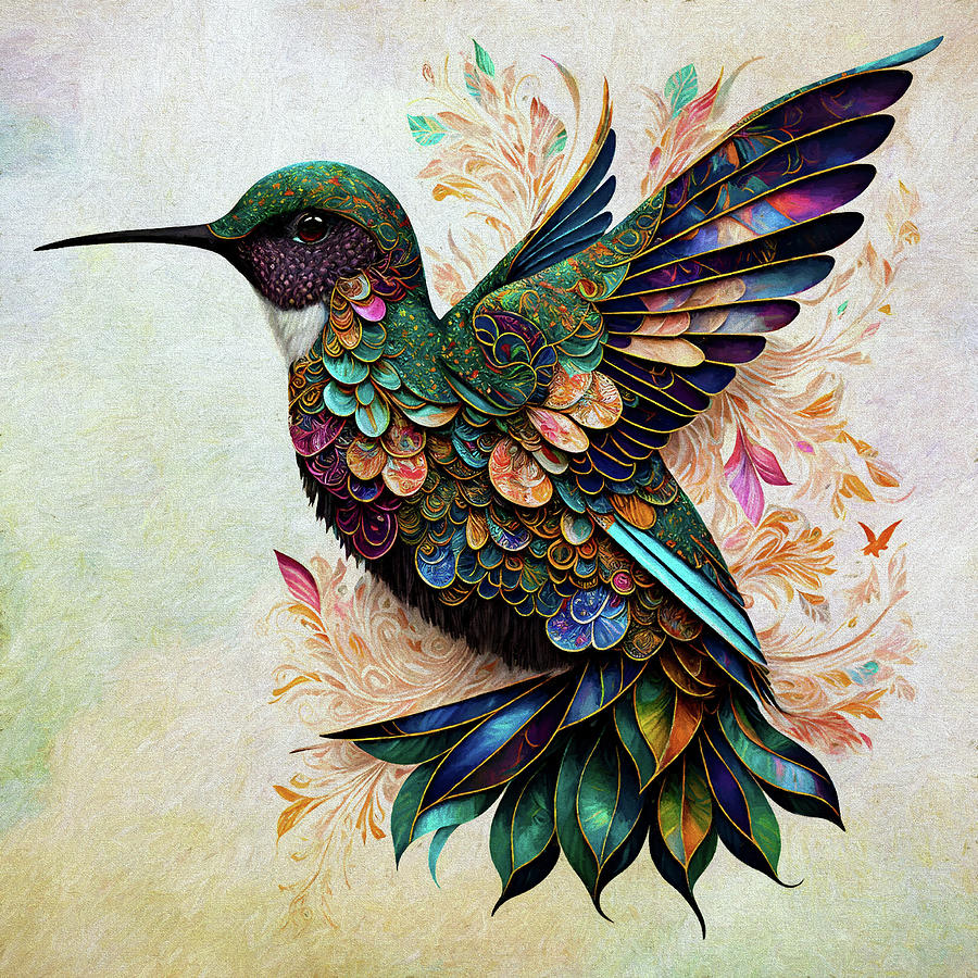Hummingbird in Flight Digital Art by Peggy Collins