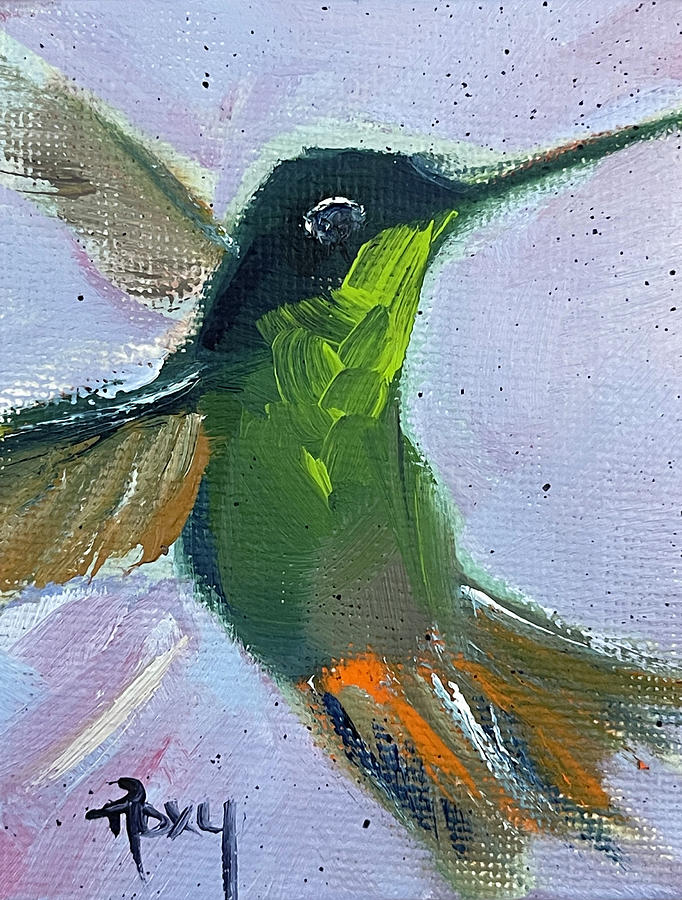 Hummingbird in Flight Painting by Roxy Rich