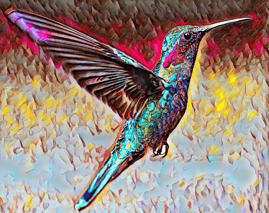Hummingbird In Full Flight Painting by Beautiful Nature Prints