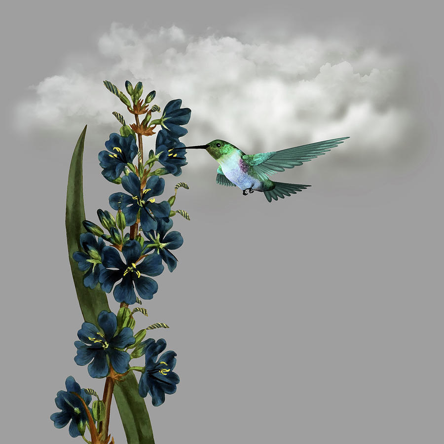 Hummingbird in the Garden Pane 1 Digital Art by David Dehner