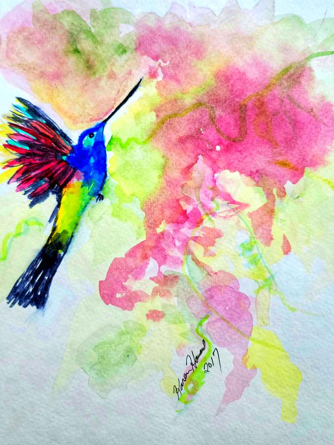 Hummingbird In The Trees Painting by Shady Lane Studios-Karen Howard