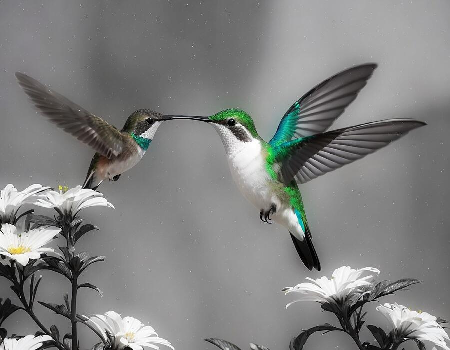 Flower Digital Art - Hummingbird Moment by Sharon W