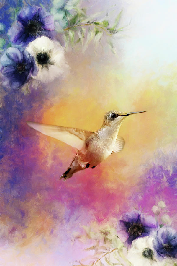 Hummingbird Purple Mixed Media by Ed Taylor