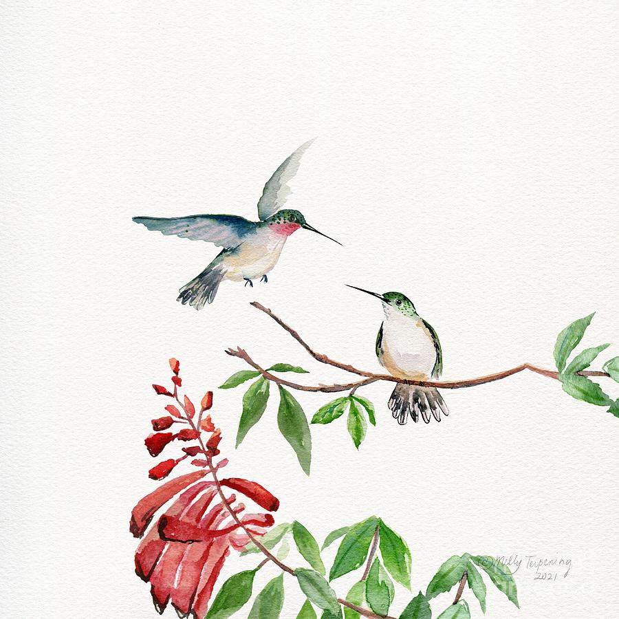 Hummingbird Romance 2 Painting by Melly Terpening