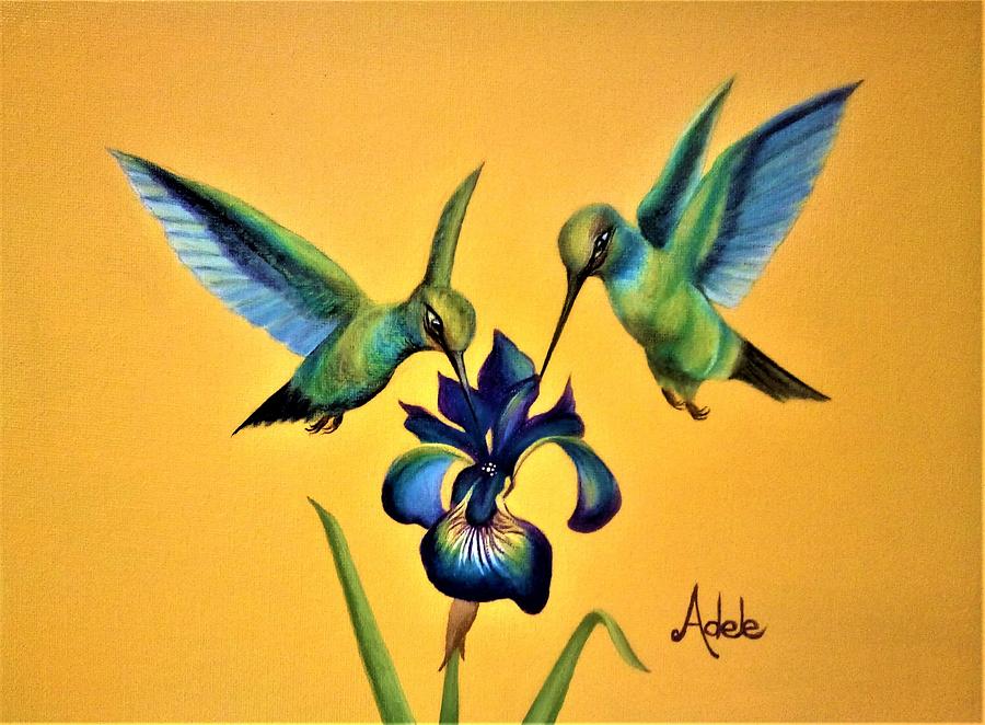 Hummingbirds Painting by Adele Moscaritolo