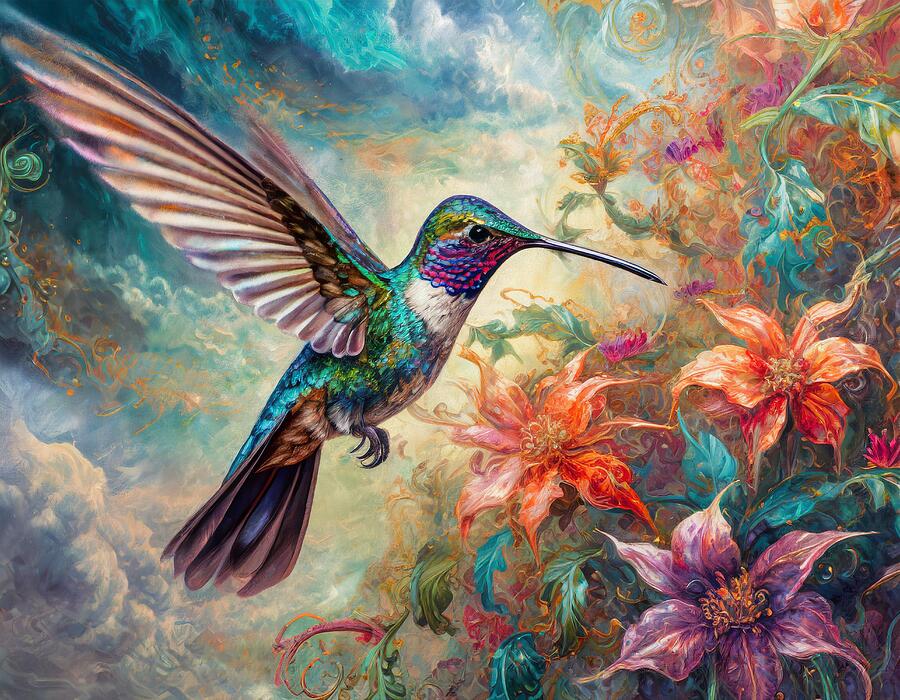 Hummingbirds Ballet Mixed Media by Susan Rydberg