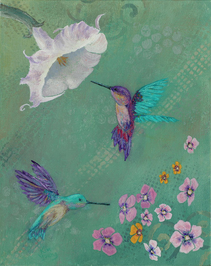 Hummingbirds Painting by Kim Young