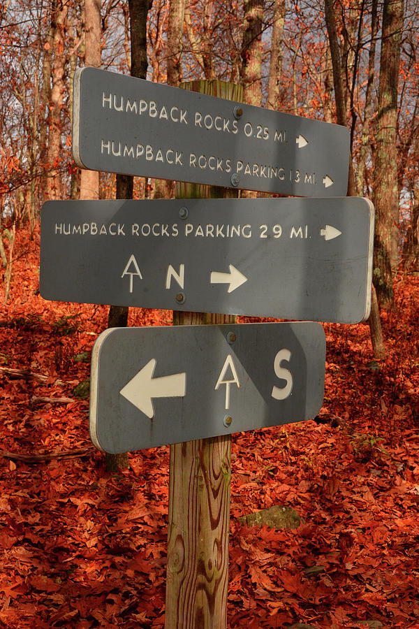 Humpback Rocks Appalachian Trail Sign Photograph by Raymond Salani III
