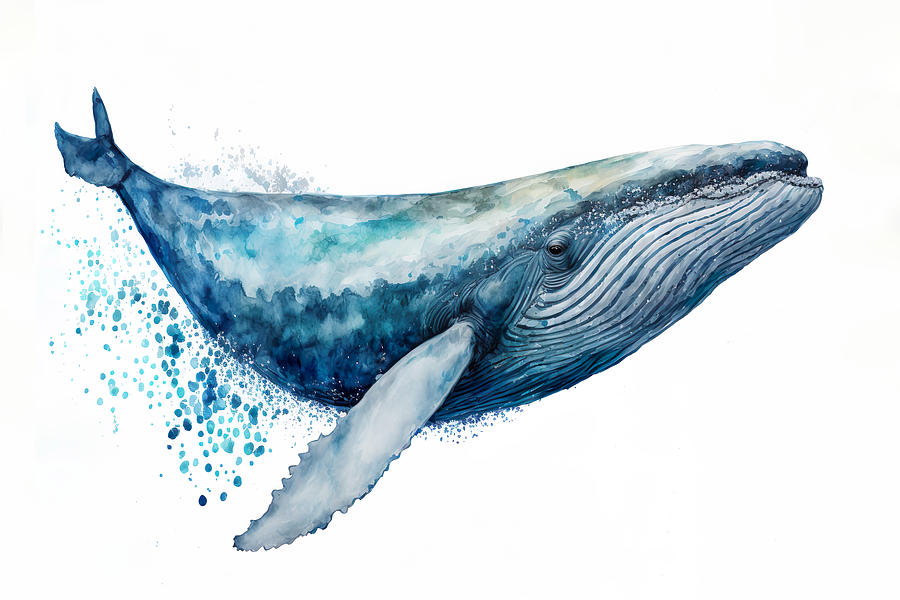 Humpback Whale Ocean Sealife Watercolor Painting Painting by Luke Dwyer ...