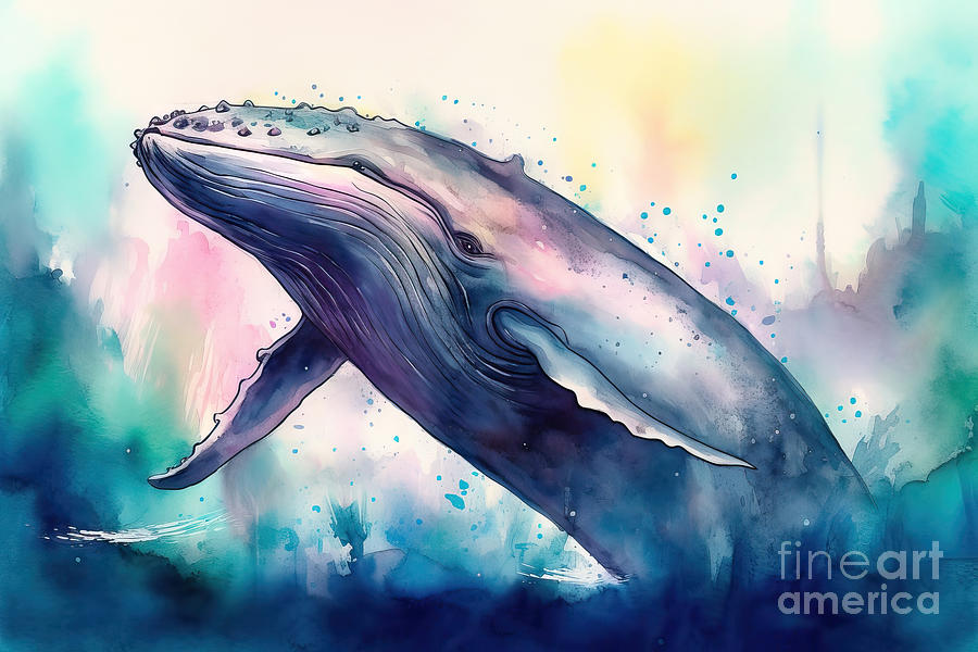 Humpback Whale Watercolor Painting. Painting By N Akkash - Fine Art America