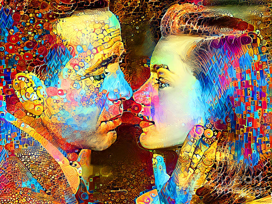 Humphery Bogart and Lauren Bacall in a Gustav Klimt World 20210708 v2 Photograph by Wingsdomain Art and Photography
