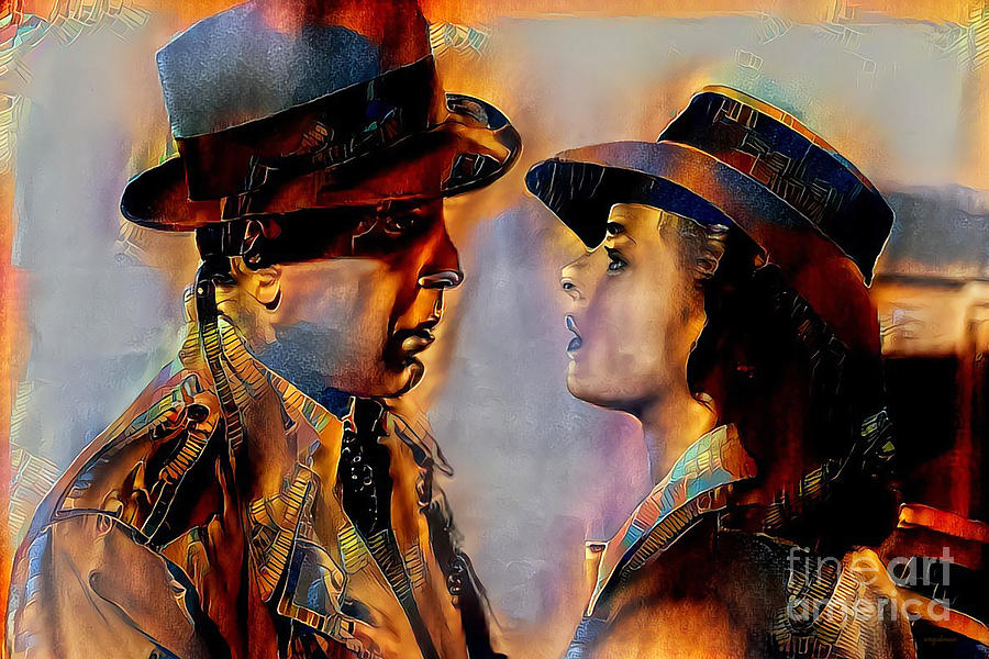 Humphery Bogart Ingrid Bergman Casablanca in Nostalgic Painterly Colors 20200513 Photograph by Wingsdomain Art and Photography