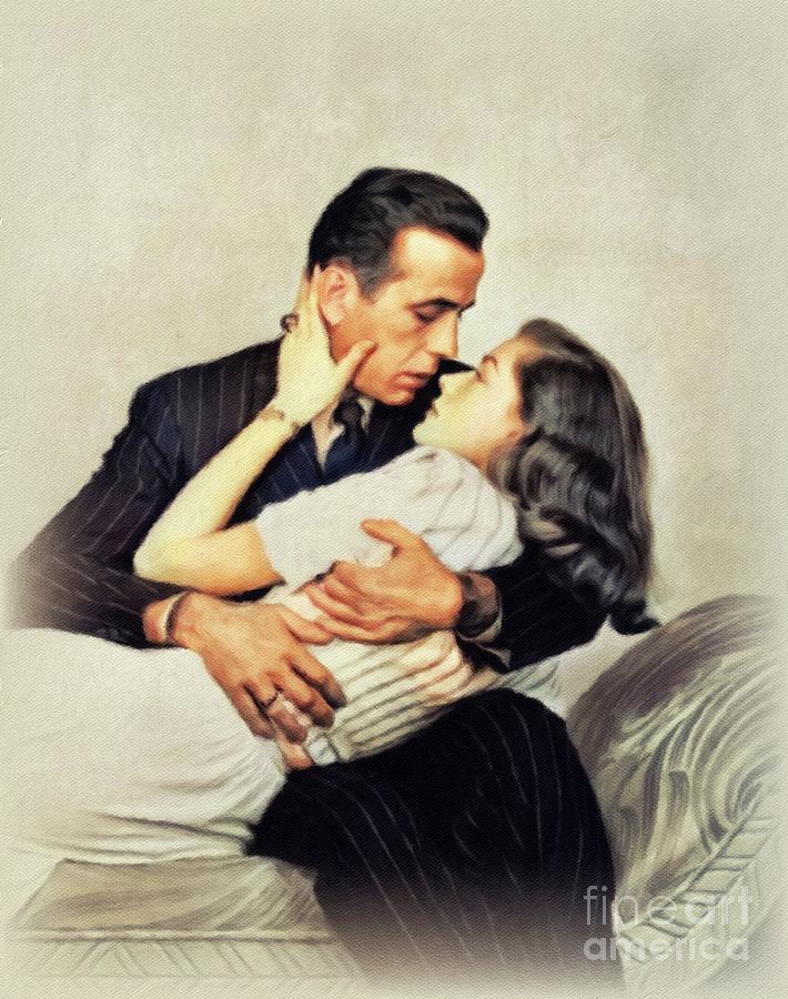Humphrey Bogart and Lauren Bacall, Hollywood Legends Painting by Esoterica Art Agency