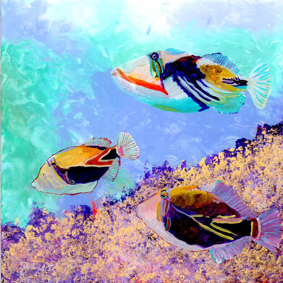 Humu Triggerfish Painting by Marionette Taboniar