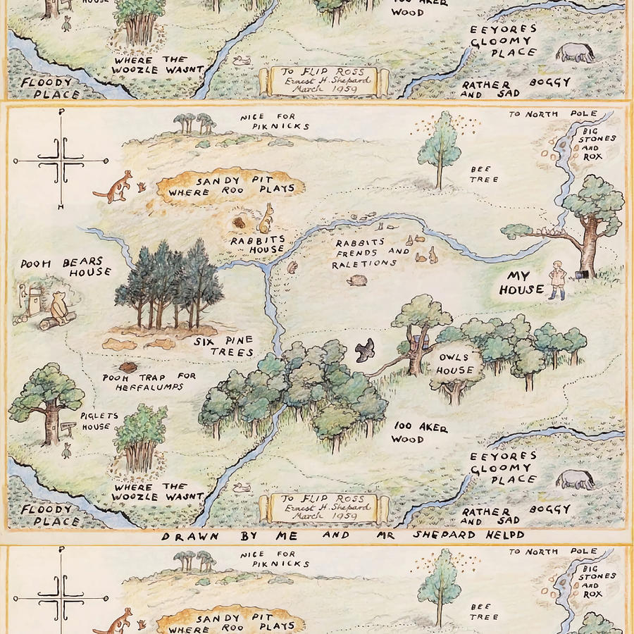 Hundred Acre Wood Map Poster 80s Painting by Harley Pete | Fine Art America