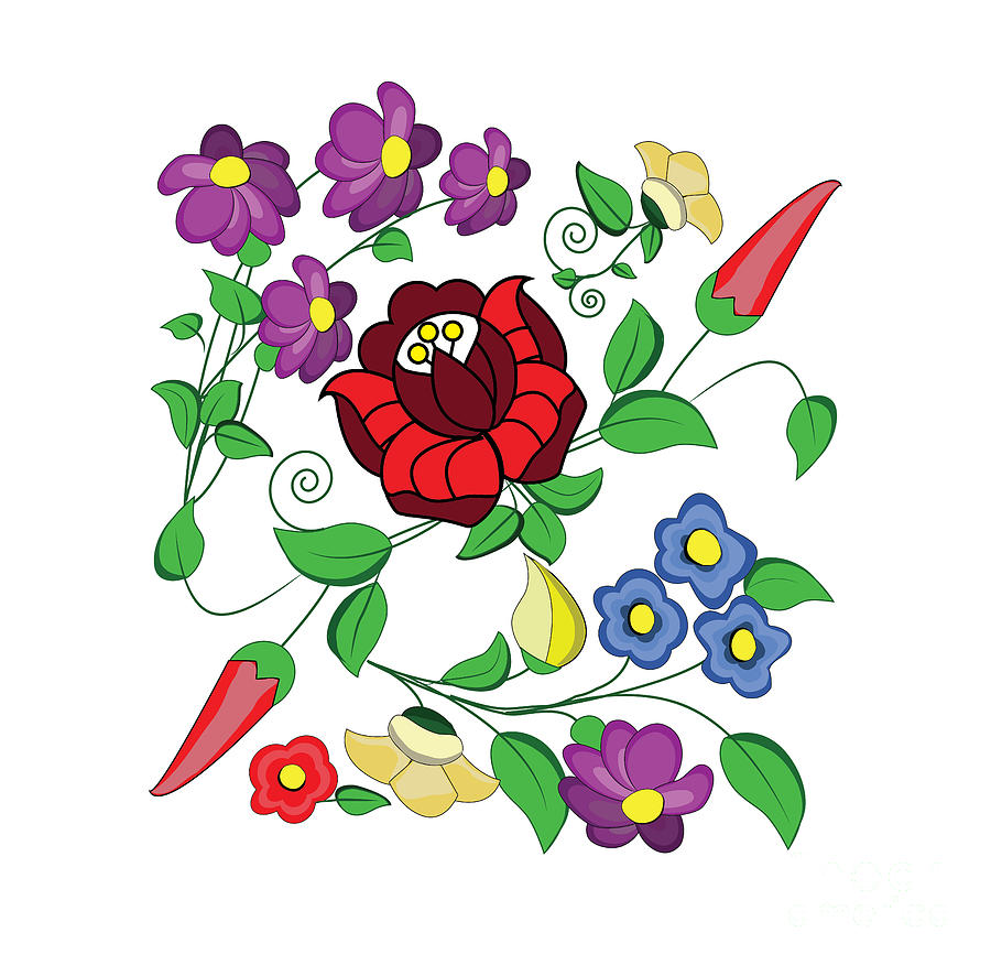 Hungarian folk art motifs  folk  floral from kalocsa Digital 